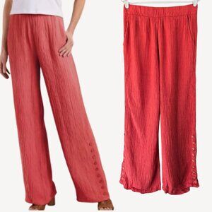 Soft Surroundings Pull On Gauze Pants Terra Cotta Boho Wide Leg Size Medium